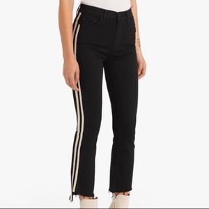 Mother Denim Black and White Striped Jeans